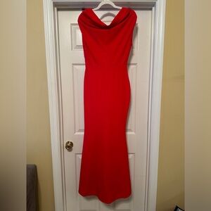 Red off-shoulder cocktail dress, Size Small, Amazon purchase- $30